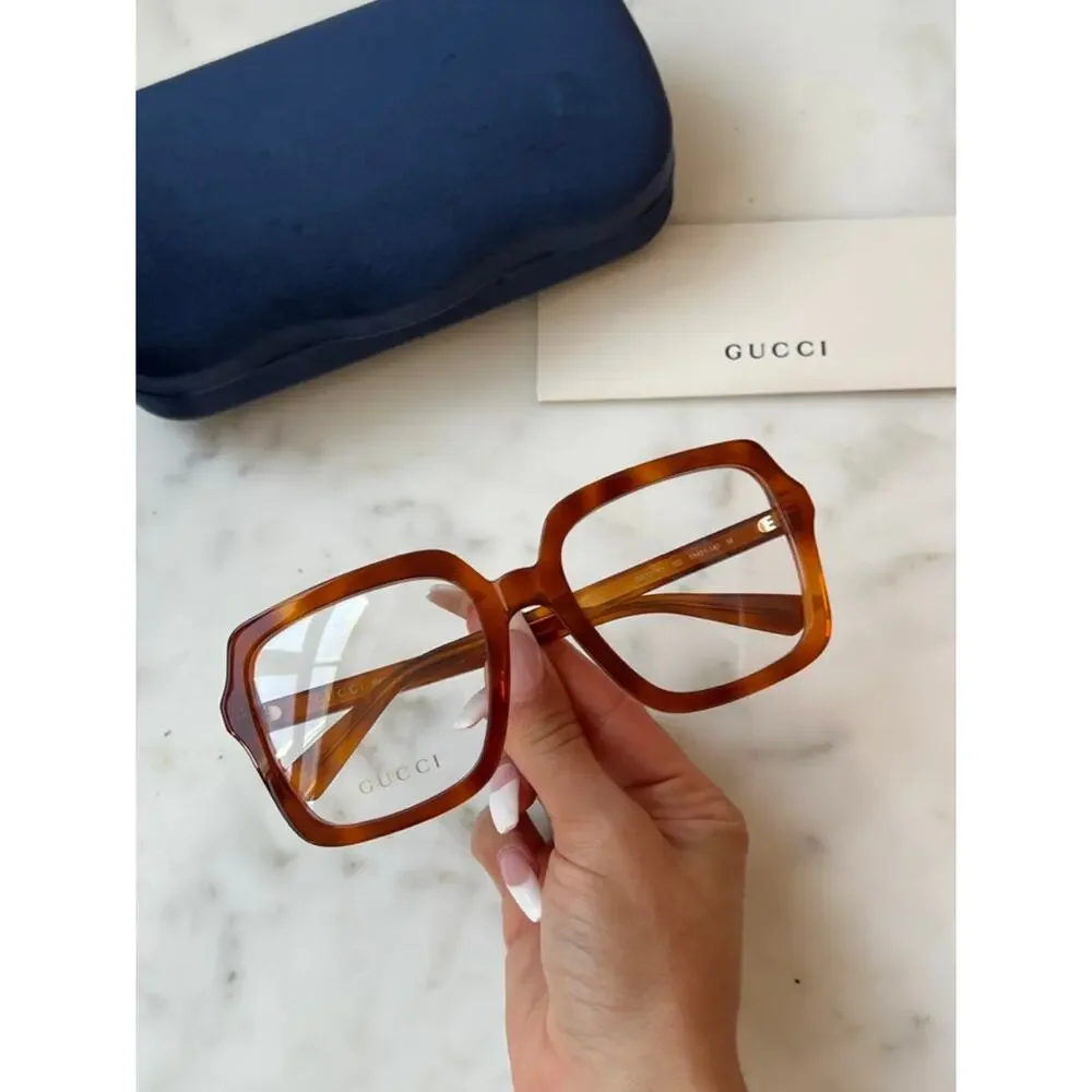 NEW Gucci GG1318O Brown Square Eyeglasses Frames